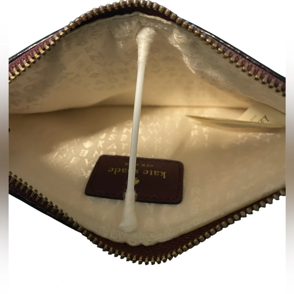 Kate Spade Maroon Wristlet with Gold Accents excellent condition no callouts - Picture 4 of 6